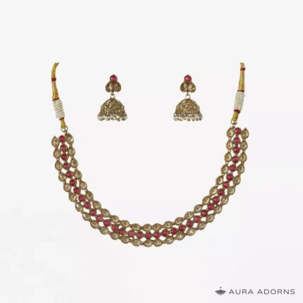Pink Polki Necklace Set