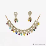 Multicolour Kundan Gemstone Choker Set