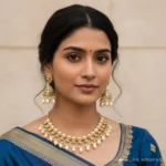 Elegant Pearl Kundan Necklace Set - Image 2