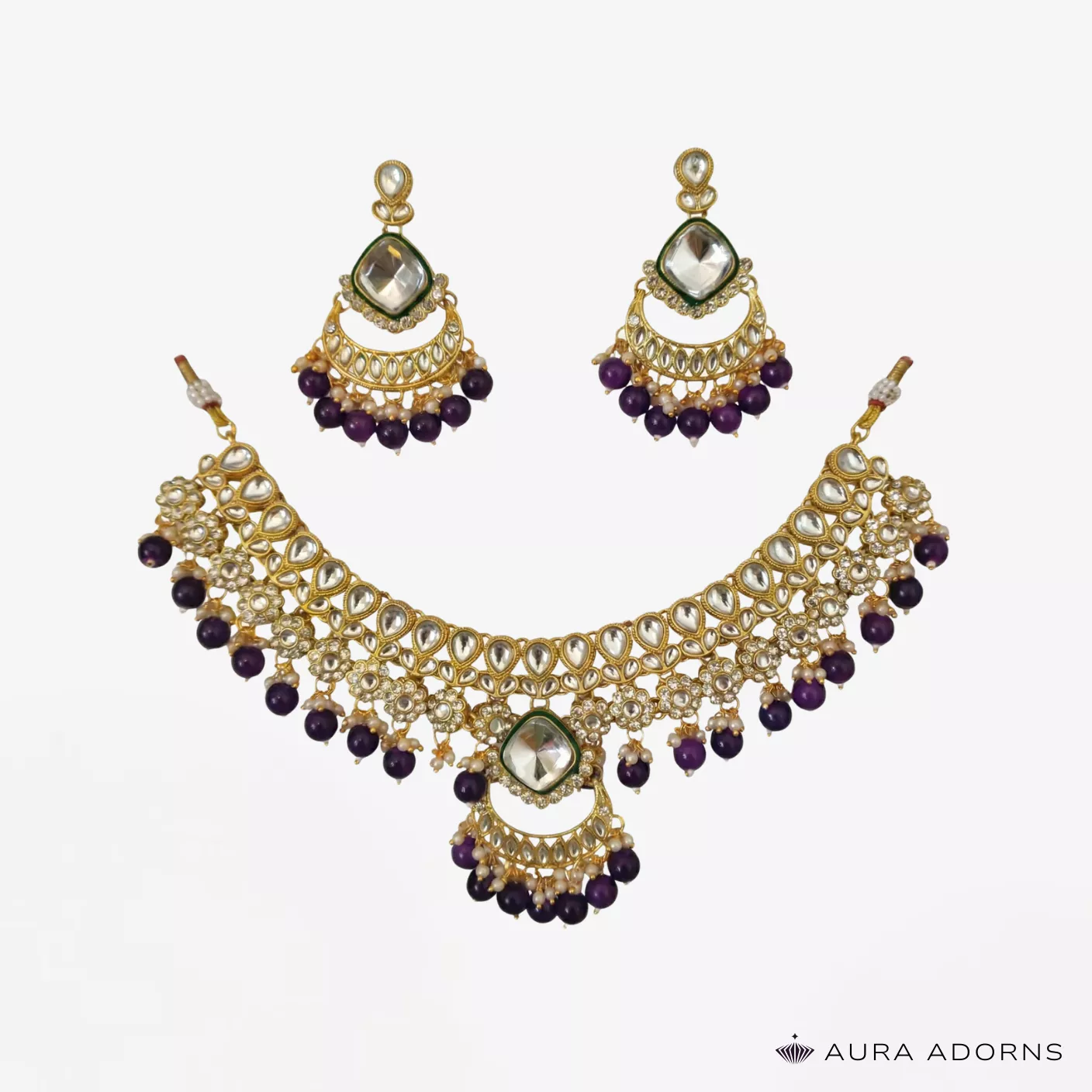 illustration-26-697d995fd2724 Royal Purple Kundan Choker Set - Image 1