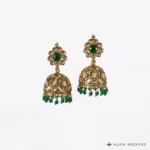 Green Bead Polki Jhumki