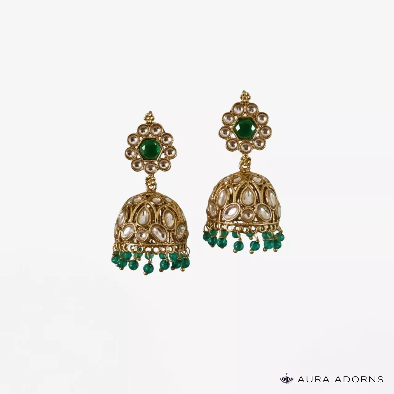 illustration-40-697ea55f25bc5 Green Bead Polki Jhumki - Image 1