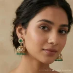 Green Bead Polki Jhumki - Image 2