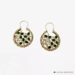 Green Petal Hoop Earrings