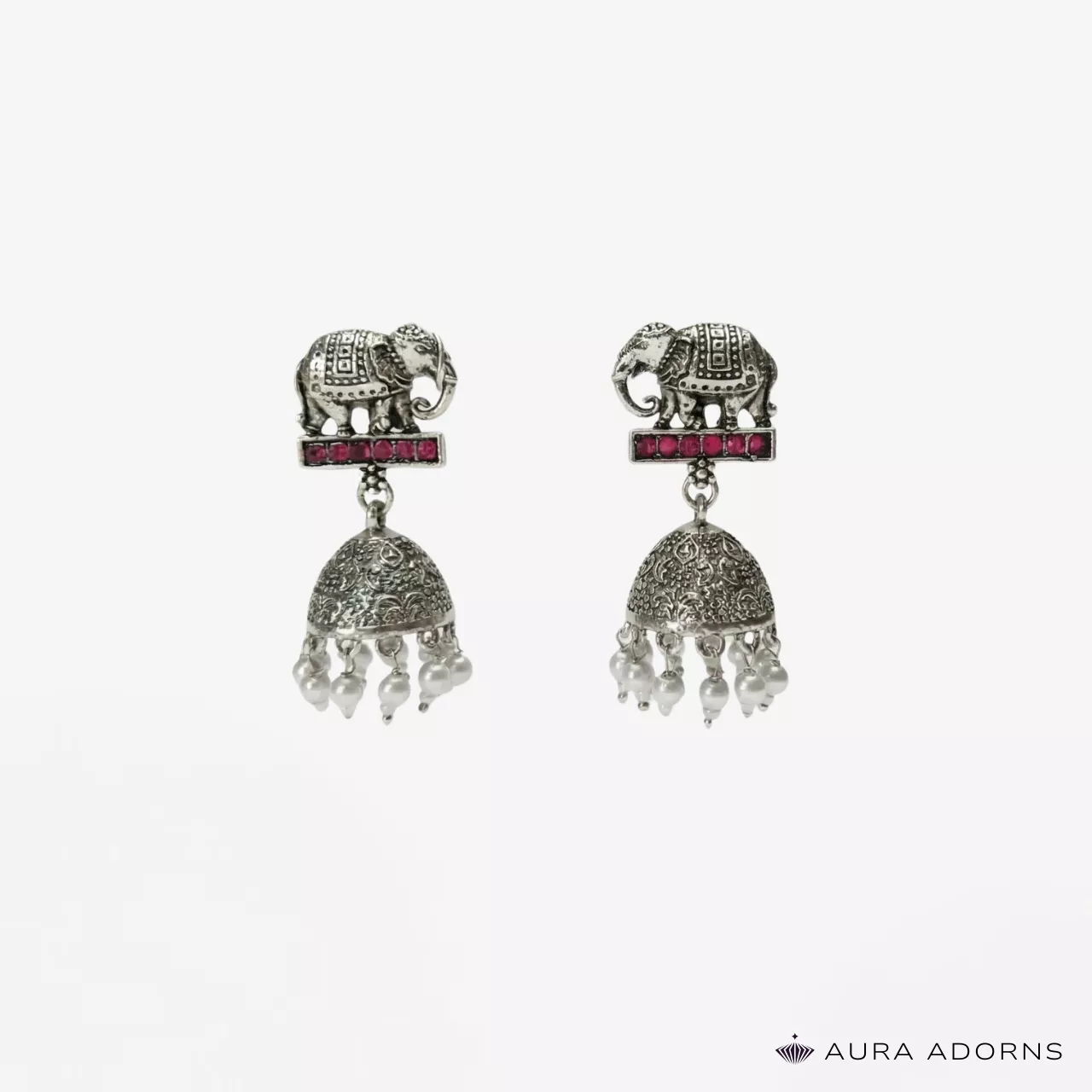 illustration-55-697ee5a21a08a Oxidised Elephant Motif Jhumki - Image 1