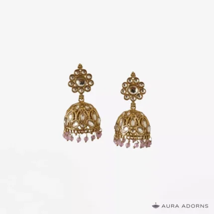 Purple Bead Polki Jhumki