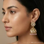 Purple Bead Polki Jhumki - Image 2