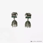 Oxidised Elephant Motif Jhumki