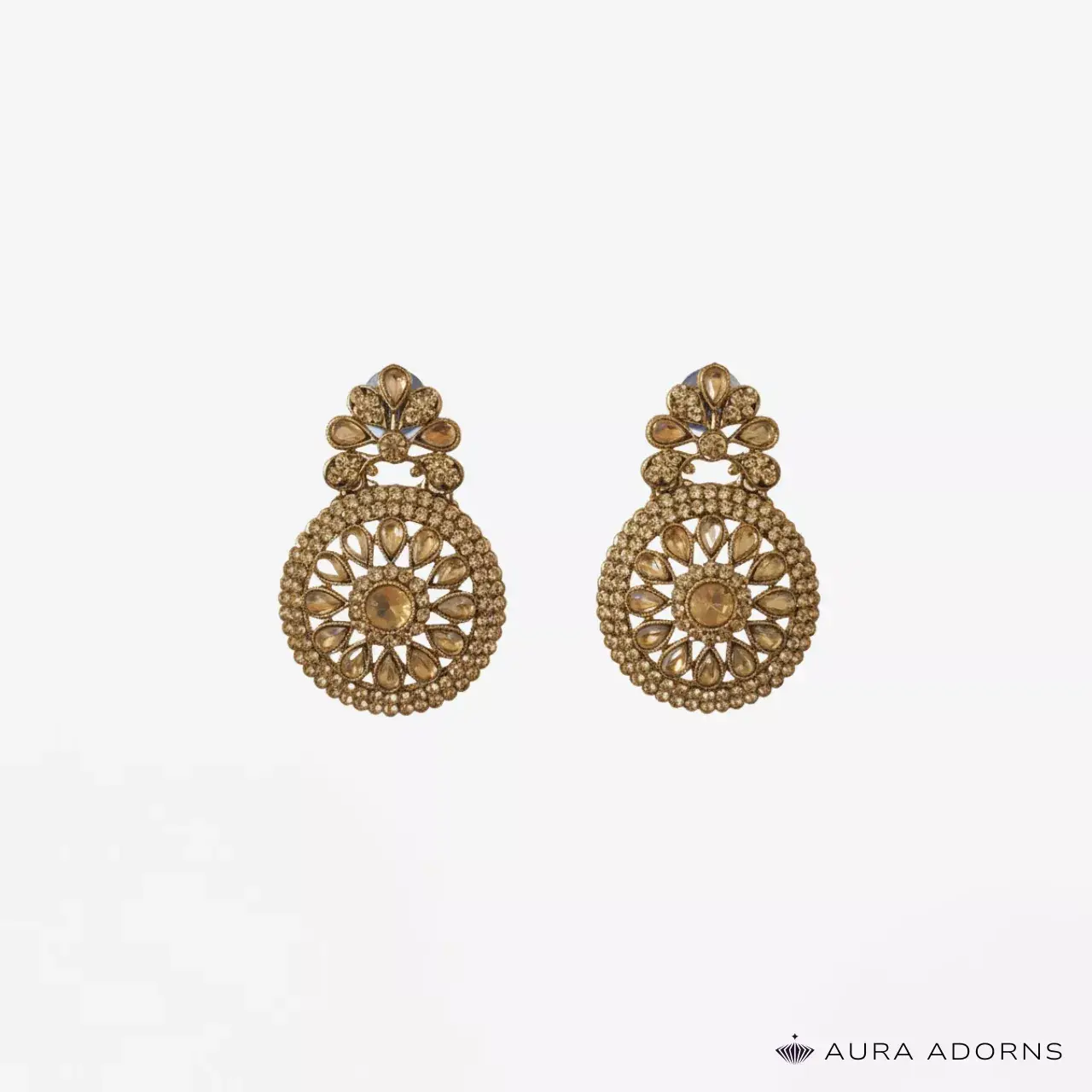 illustration-15-6976075123559 Crystal Floral Earrings - Image 1