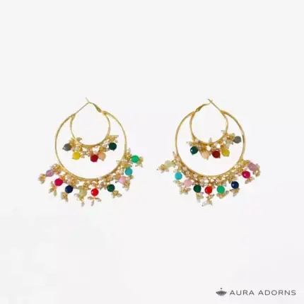 Multicolour Beaded Hoop Earrings
