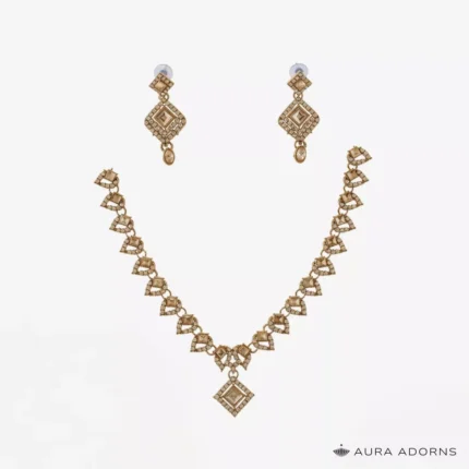 Geometric White Stone Necklace Set