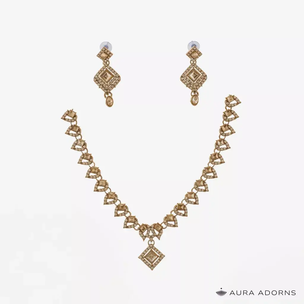 illustration-6975b2a40c9ae Geometric White Stone Necklace Set - Image 1