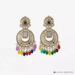 Rainbow Kundan Chandbali Earrings
