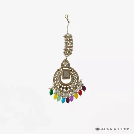 Rainbow Kundan Maang Tikka