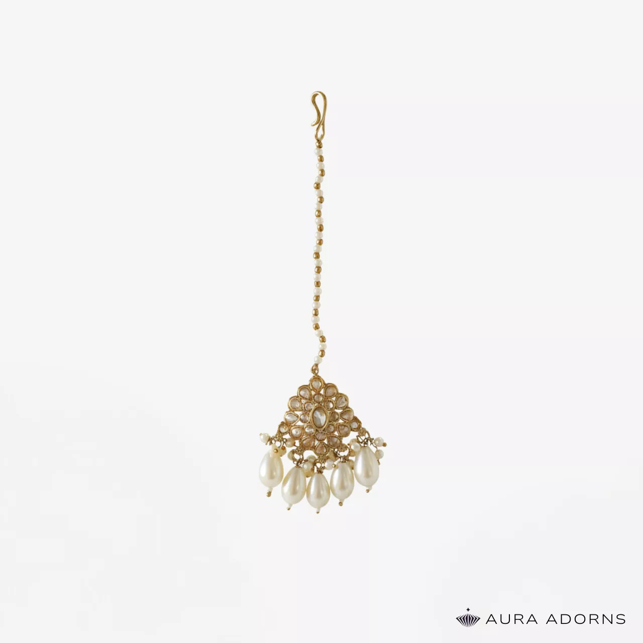 illustration-87-6990564343b31 Classic Pearl Drop Maang Tikka - Image 1