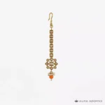 Polki Maang Tikka - Orange